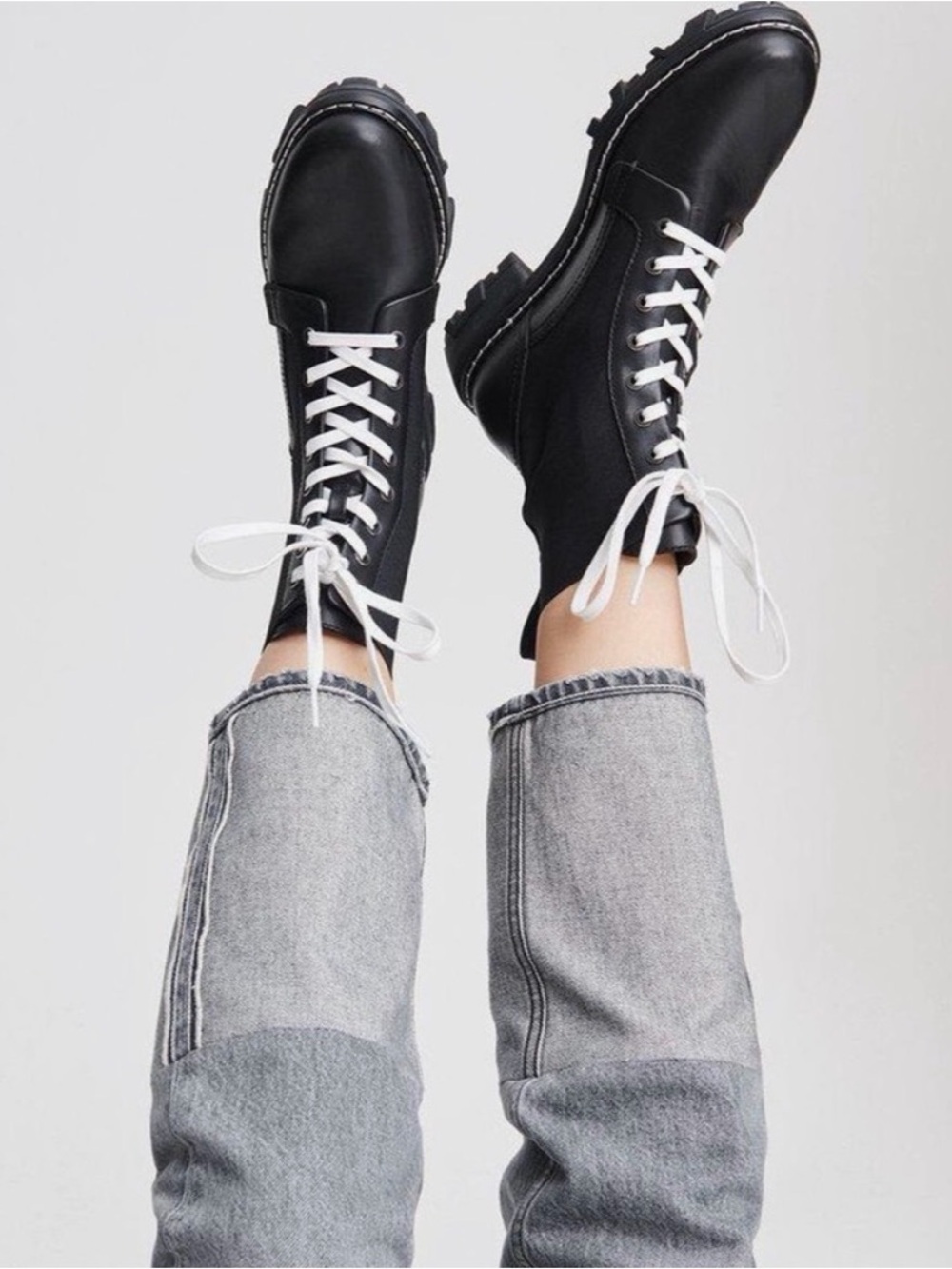 Rag and Bone black high top leather combat boots 6.5